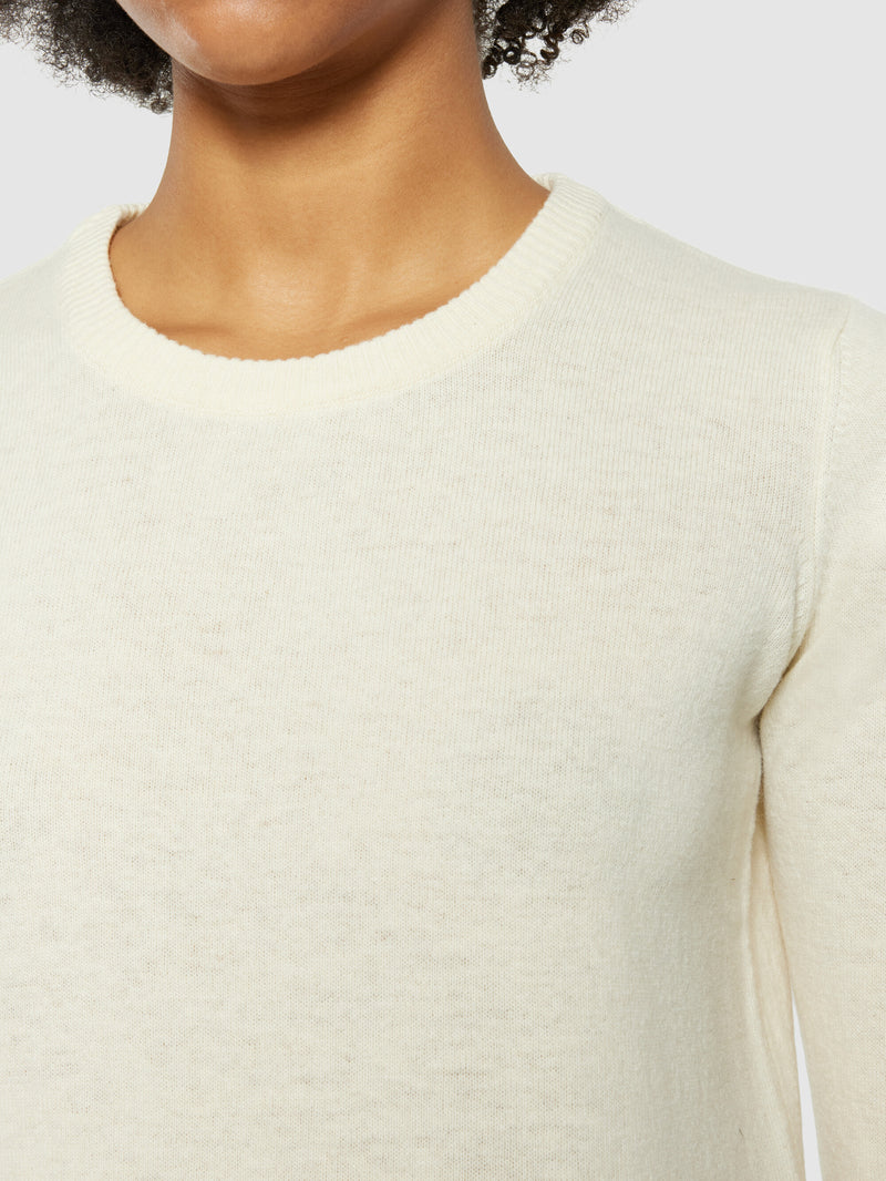 KnowledgeCotton Apparel - WMN Lambswool crew neck Knits 1348 Buttercream