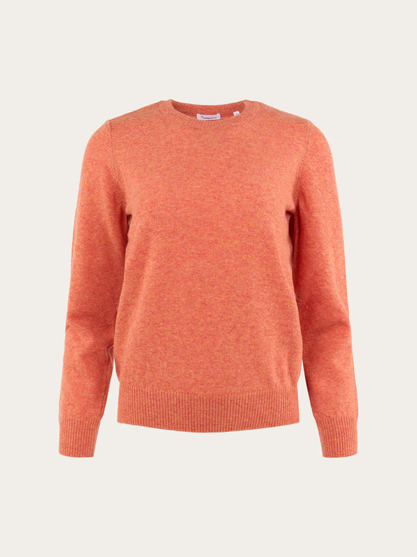 KnowledgeCotton Apparel - WMN Lambswool crew neck Knits 1367 Autumn Leaf