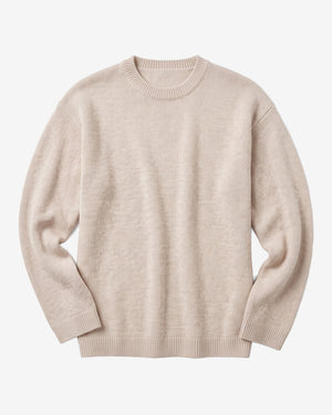 KnowledgeCotton Apparel - WMN Lambswool crew neck sweater Knits 1074 Nature Melange