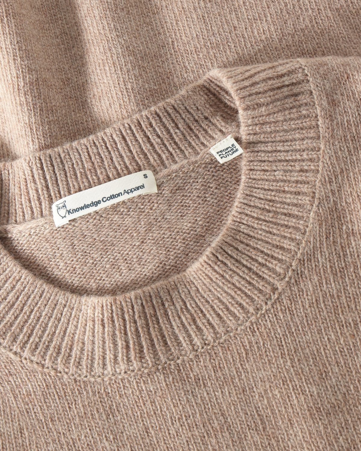 KnowledgeCotton Apparel - WMN Lambswool crew neck sweater Knits 1336 Kelp melange