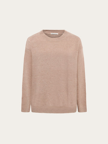 KnowledgeCotton Apparel - WMN Lambswool crew neck sweater Knits 1336 Kelp melange