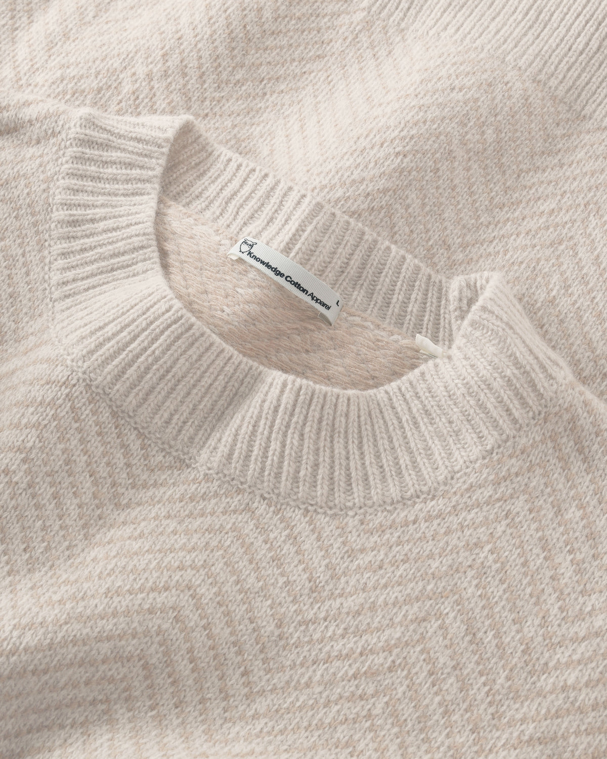 KnowledgeCotton Apparel - MEN Lambswool jacquard sweater Knits 1074 Nature Melange