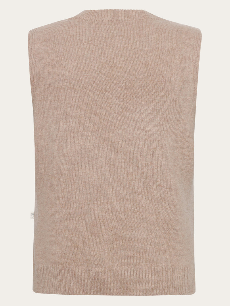 KnowledgeCotton Apparel - WMN Lambswool vest RWS Knits 1336 Kelp melange