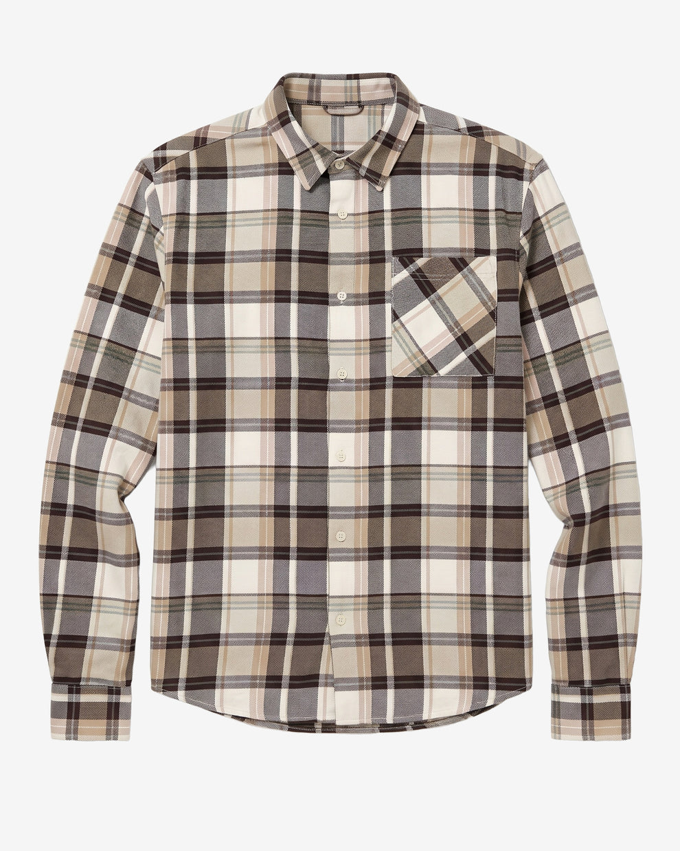 KnowledgeCotton Apparel - MEN Light flannel checkered costum fit shirt Shirts 7026 Brown check
