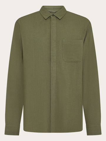 KnowledgeCotton Apparel - MEN Linen-mix shirt Shirts 1068 Burned Olive