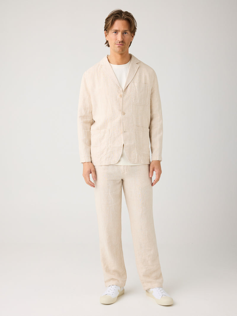 KnowledgeCotton Apparel - MEN Linen blazer Overshirts 1449 Yarndyed - Light feather gray