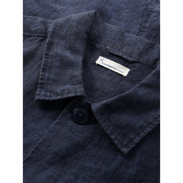 KnowledgeCotton Apparel - MEN Linen overshirt Overshirts 1450 Yarndyed - Total Eclipse