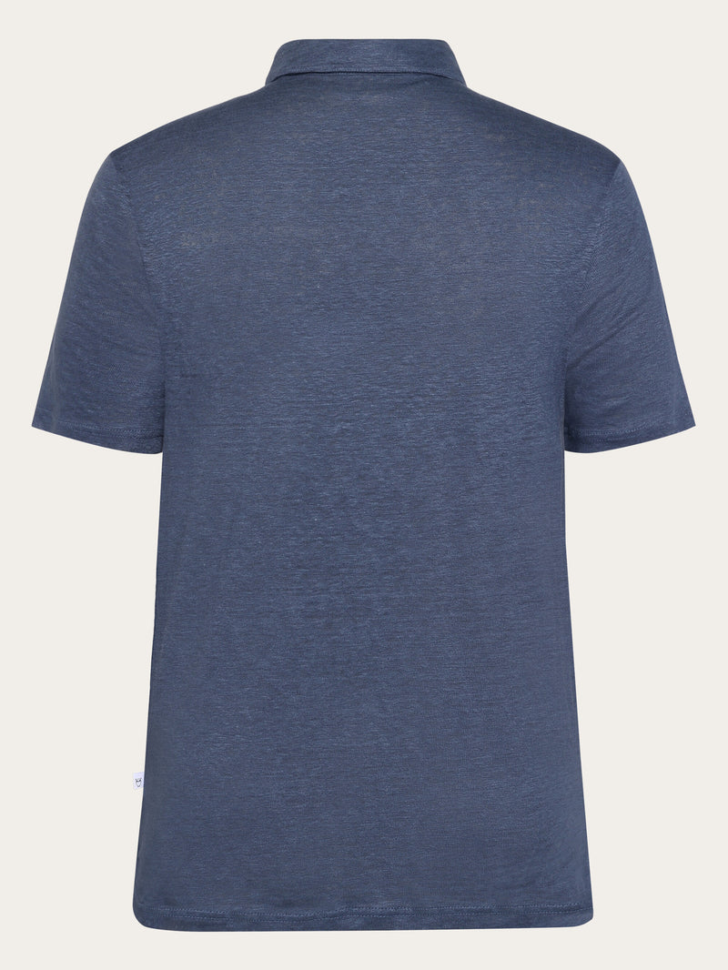 KnowledgeCotton Apparel - MEN Linen polo Polos 1226 Vintage Indigo