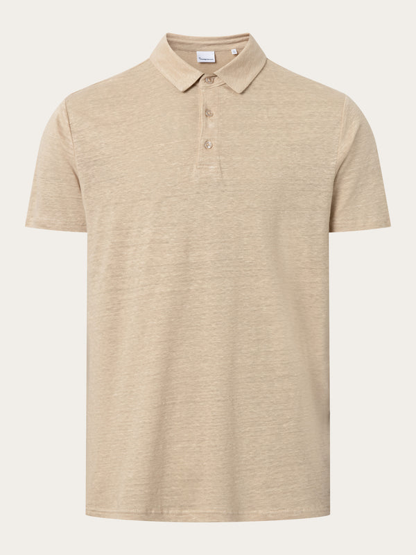 KnowledgeCotton Apparel - MEN Linen polo Polos 1347 Safari