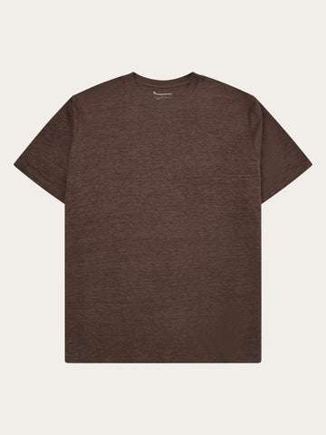 KnowledgeCotton Apparel - MEN Linen t-shirt T-shirts 1489 Shaved Chocolate