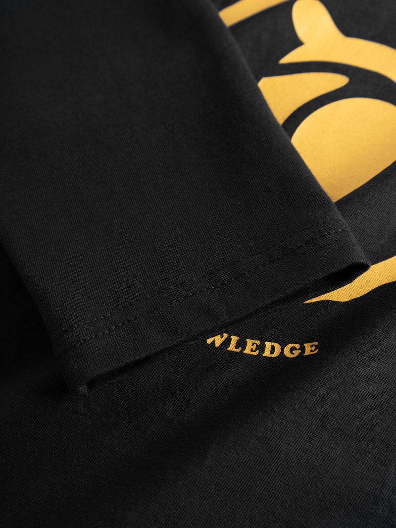 KnowledgeCotton Apparel - MEN Long sleeve heavy single with Urskog front and back print Long Sleeves 1300 Black Jet