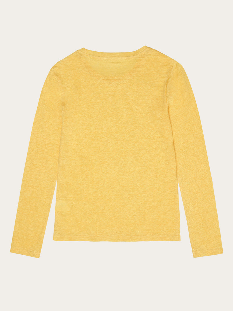 KnowledgeCotton Apparel - WMN Long sleeve linen t-shirt - GOTS/Vegan Long Sleeves 1482 Yarrow