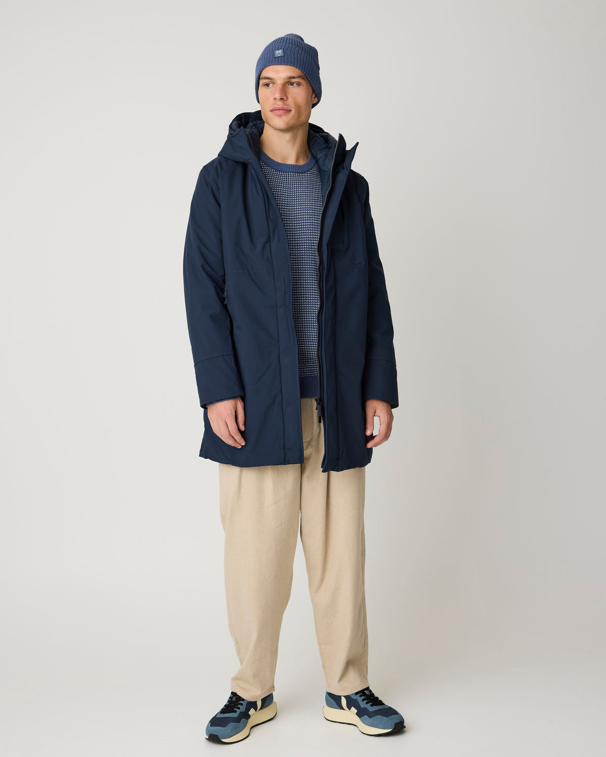 KnowledgeCotton Apparel - MEN Long soft shell jacket CLIMATE SHELL™ Jackets 1001 Total Eclipse