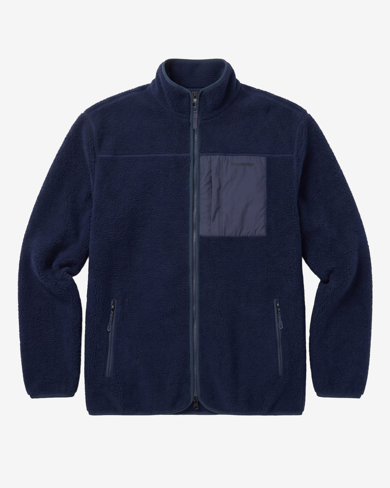 KnowledgeCotton Apparel - MEN Loose Fit Zip Fleece Fleeces 1412 Night Sky