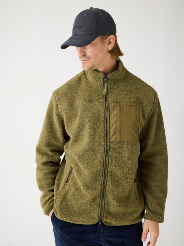 KnowledgeCotton Apparel - MEN Loose Fit Zip Fleece - GRS/Vegan Fleeces 1068 Burned Olive