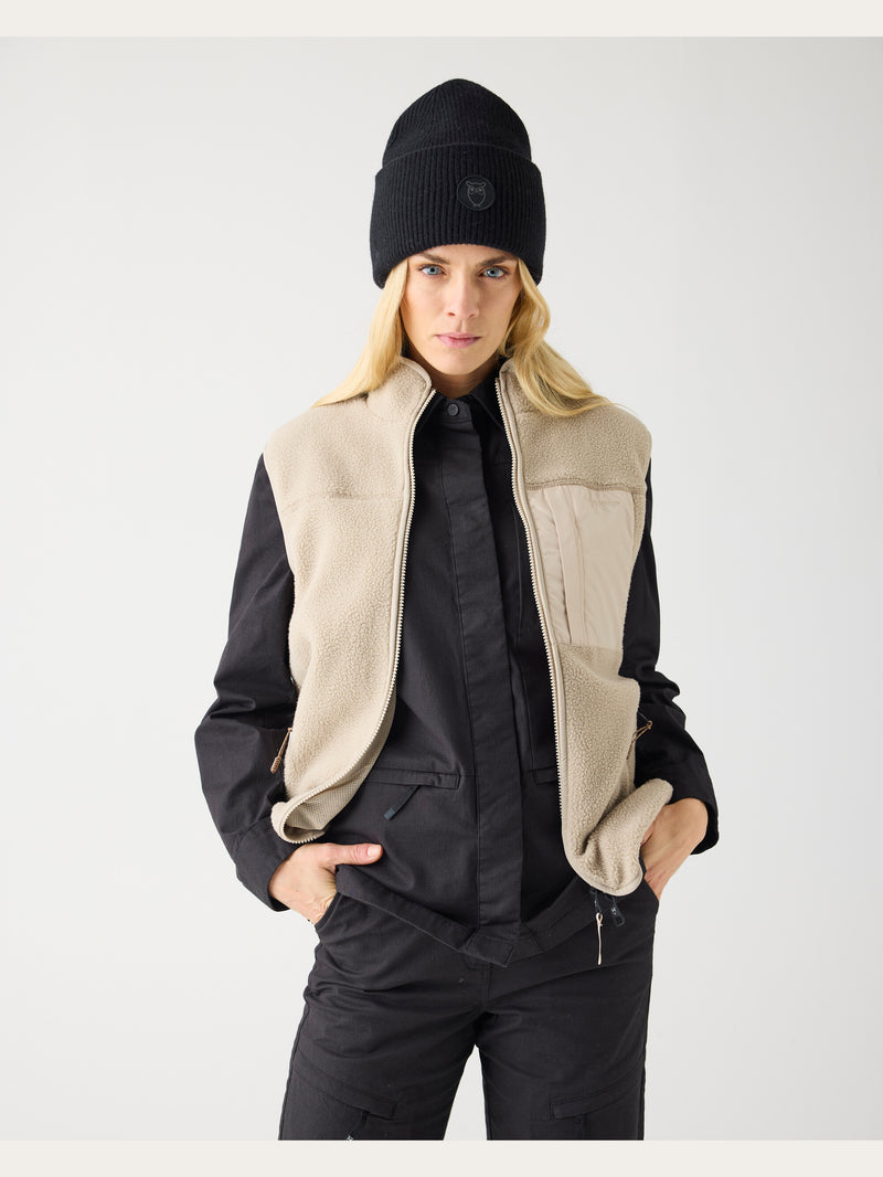 KnowledgeCotton Apparel - UNI Loose Fit Zip Fleece Vest GRS/Vegan Fleeces 1228 Light feather gray