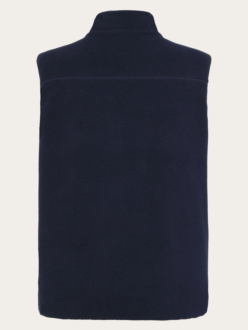 KnowledgeCotton Apparel - UNI Loose Fit Zip Fleece Vest GRS/Vegan Fleeces 1412 Night Sky