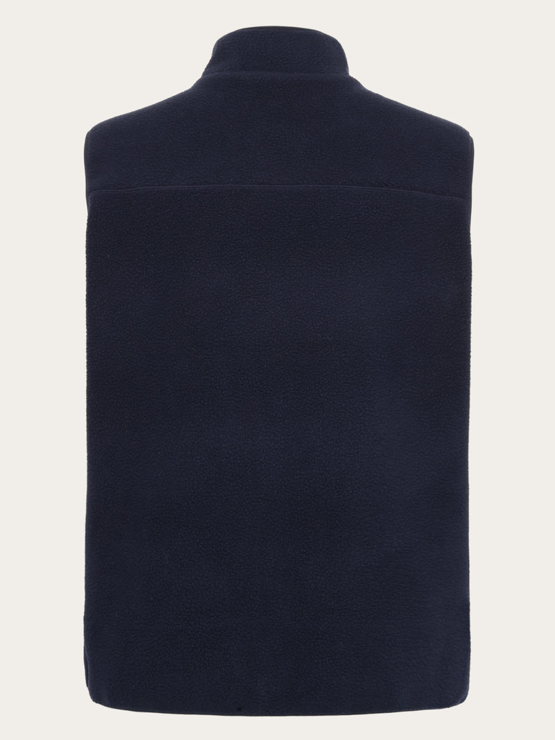 KnowledgeCotton Apparel - UNI Loose Fit Zip Fleece Vest GRS/Vegan Fleeces 1412 Night Sky