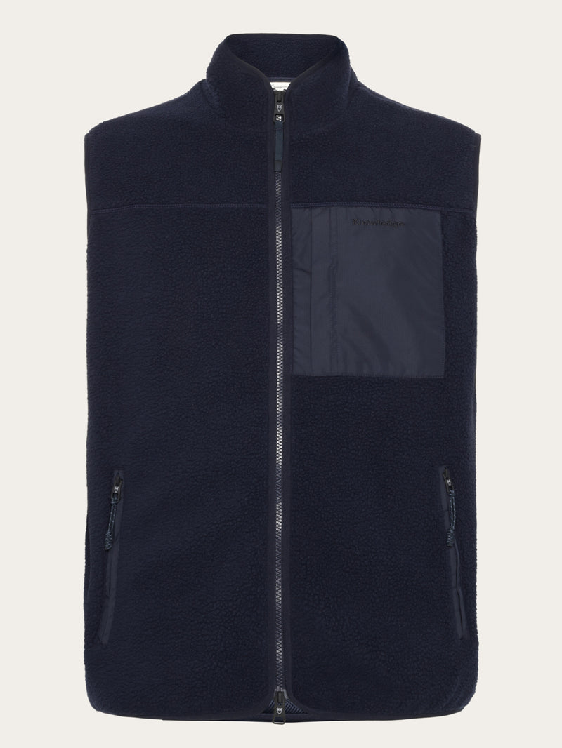 KnowledgeCotton Apparel - UNI Loose Fit Zip Fleece Vest GRS/Vegan Fleeces 1412 Night Sky