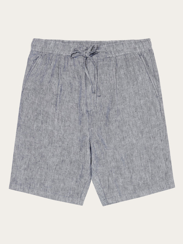 KnowledgeCotton Apparel - MEN Loose Linen shorts Shorts 1226 Vintage Indigo