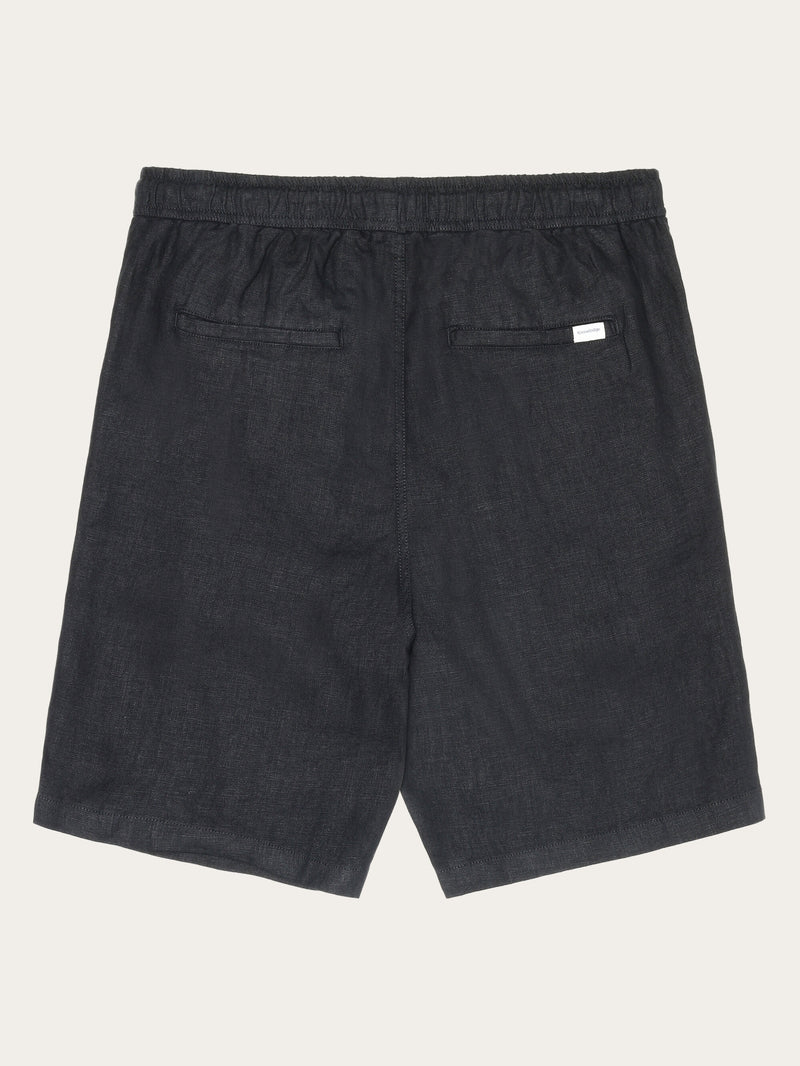 KnowledgeCotton Apparel - MEN Loose Linen shorts Shorts 1300 Black Jet