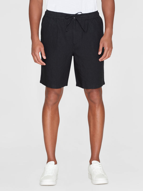 KnowledgeCotton Apparel - MEN Loose Linen shorts Shorts 1300 Black Jet