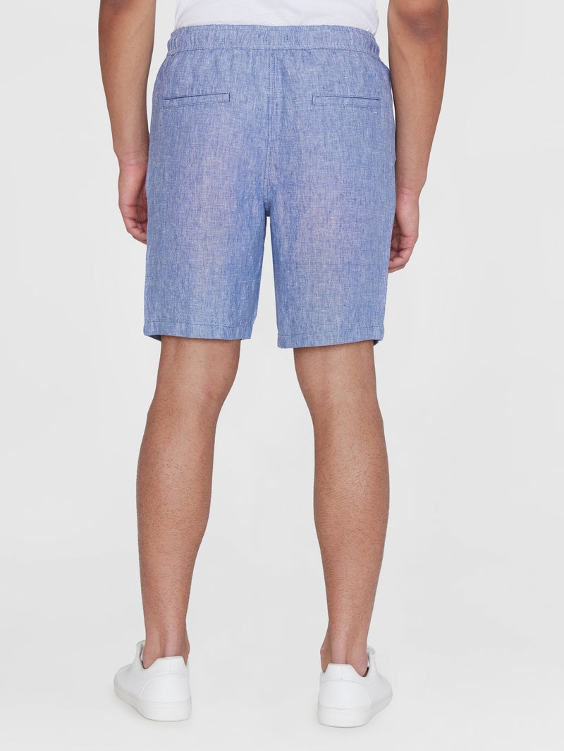 KnowledgeCotton Apparel - MEN Loose Linen shorts Shorts 1432 Moonlight Blue