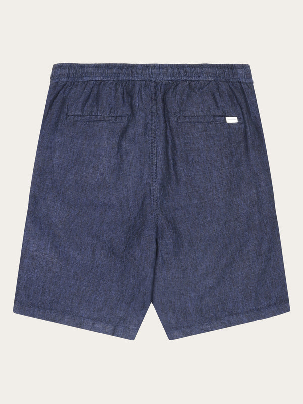 KnowledgeCotton Apparel - MEN Loose Linen shorts Shorts 1450 Yarndyed - Total Eclipse
