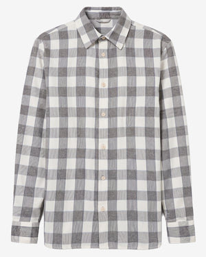 KnowledgeCotton Apparel - MEN Loose check shirt Shirts 7020 White check