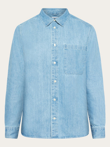 KnowledgeCotton Apparel - MEN Organic Cotton Natural Indigo Denim Shirt GOTS Shirts 3058 Light Blue denim