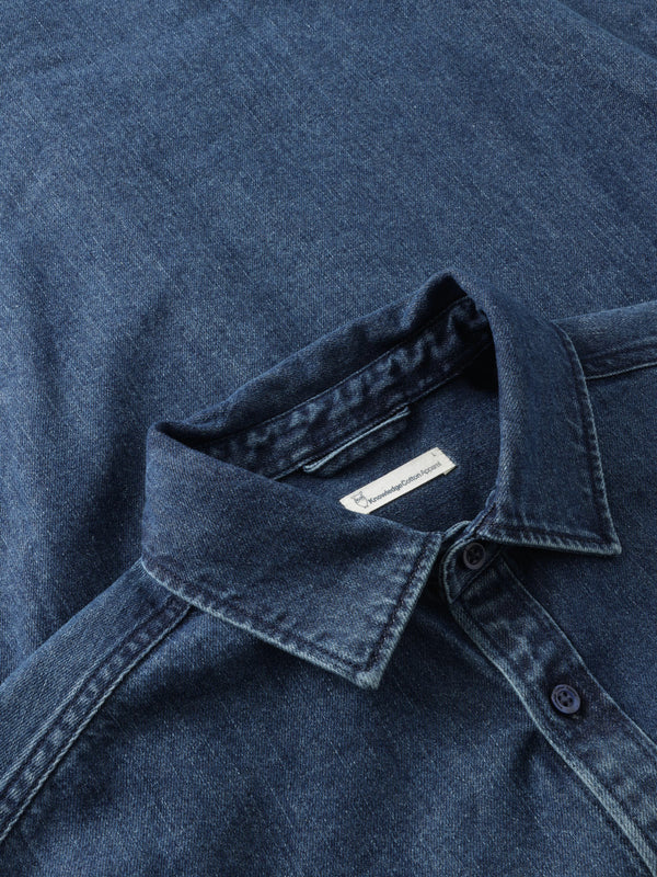 KnowledgeCotton Apparel - MEN Organic Cotton Natural Indigo Denim Shirt GOTS Shirts 3059 Dark Blue denim