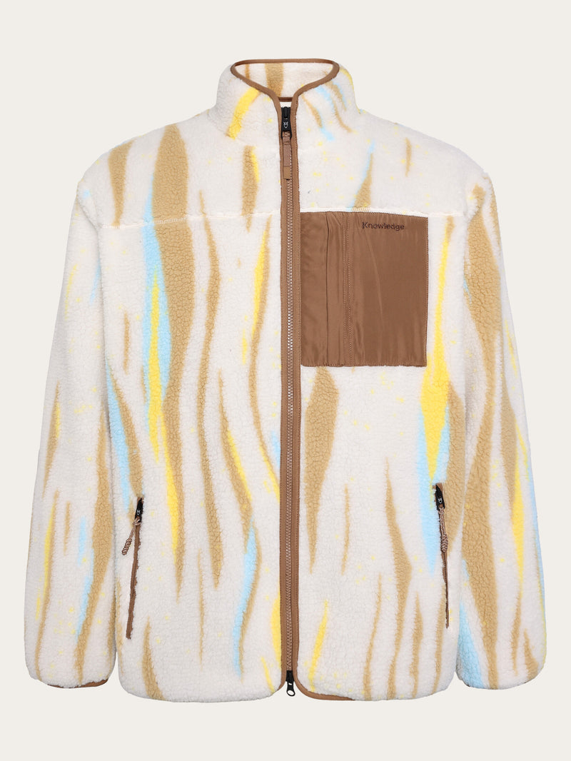 KnowledgeCotton Apparel - UNI Loose fit Northern Lights zip fleece - GRS Fleeces 9933 Creme