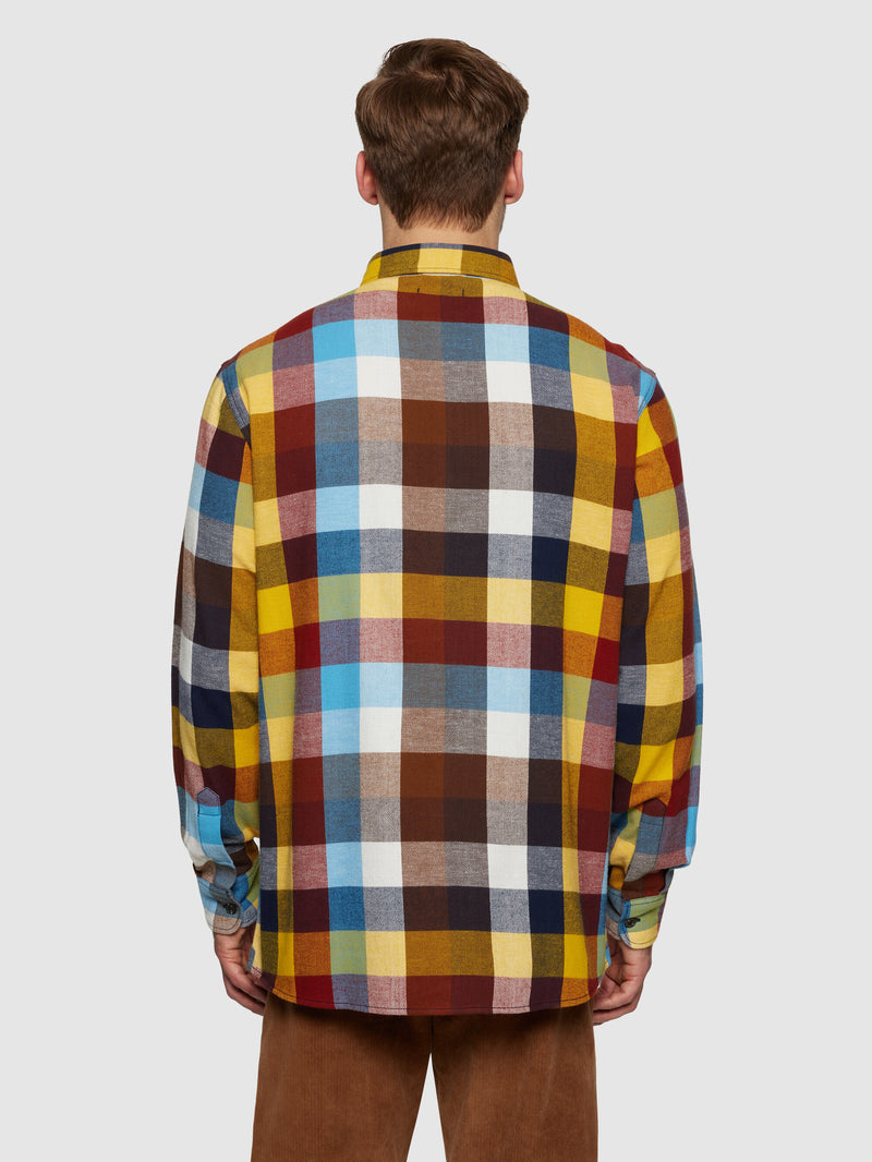 KnowledgeCotton Apparel - MEN Loose fit checked flannel shirt - GOTS/Vegan Shirts 7032 Multi check