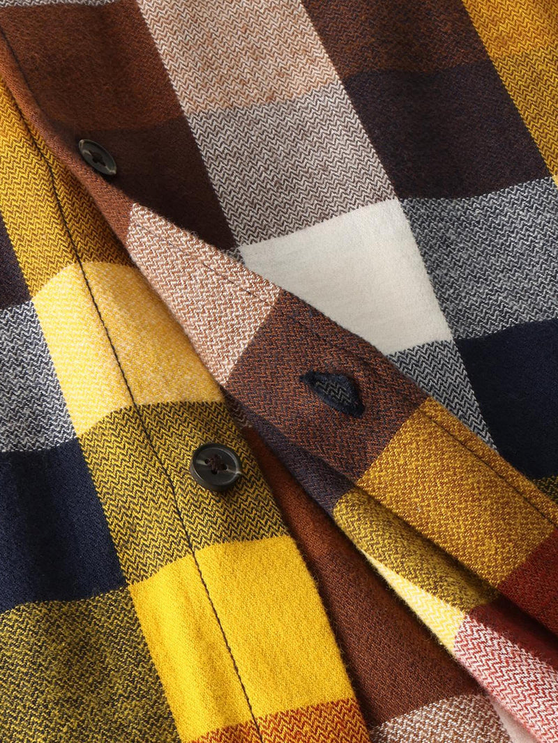 KnowledgeCotton Apparel - MEN Loose fit checked flannel shirt - GOTS/Vegan Shirts 7032 Multi check