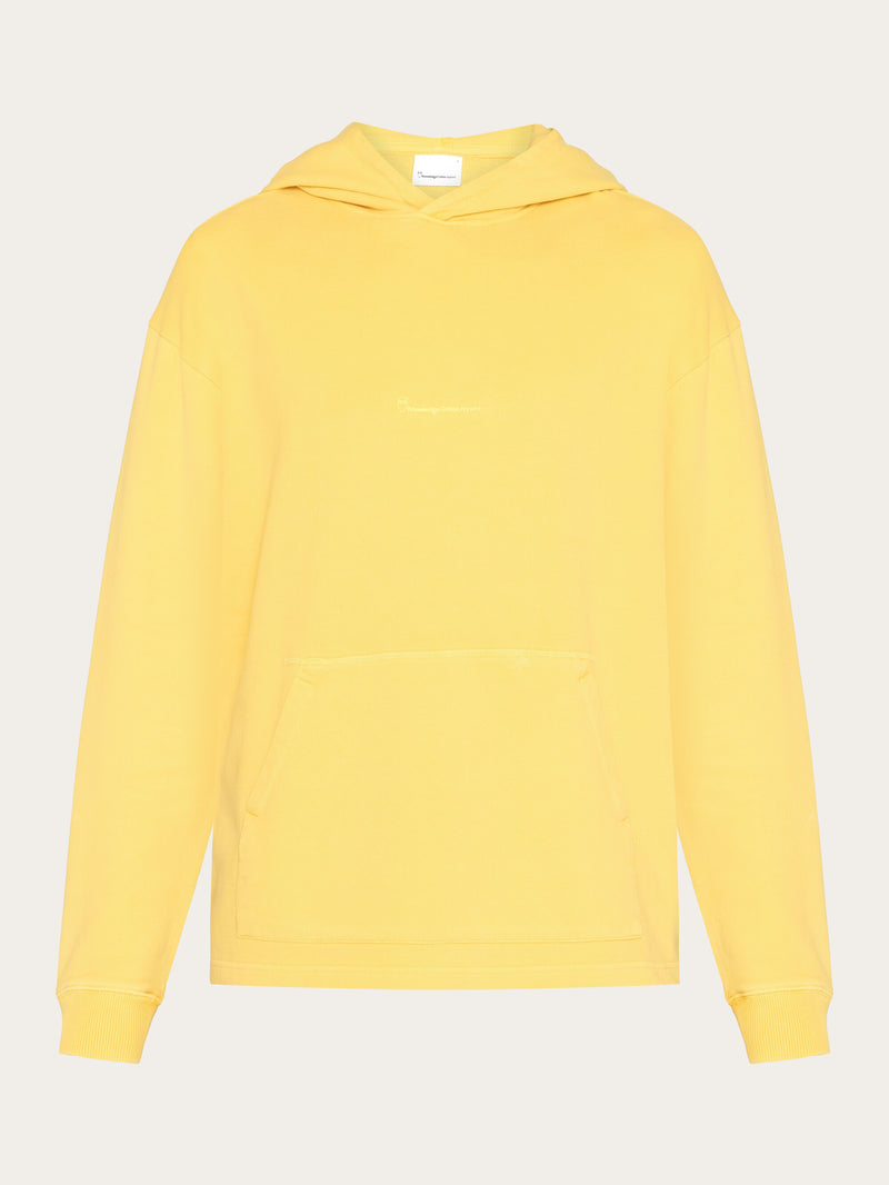 KnowledgeCotton Apparel - MEN Loose fit hood sweat with logo chest print - GOTS/Vegan Sweats 1429 Misted Yellow