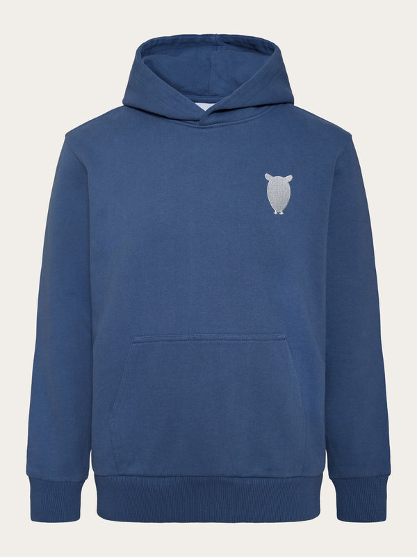KnowledgeCotton Apparel - YOUNG Loose fit hood sweat with logo embr - GOTS/Vegan Sweats 1432 Moonlight Blue