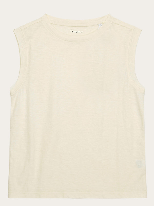 KnowledgeCotton Apparel - WMN Loose fit jersey tank top - GOTS/Vegan T-shirts 1387 Egret