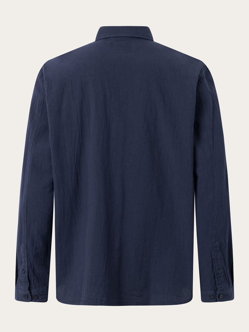 KnowledgeCotton Apparel - MEN Loose fit long sleeve shirt Shirts 1412 Night Sky