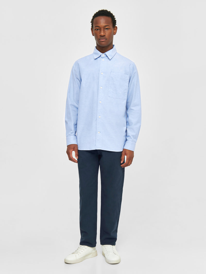 KnowledgeCotton Apparel - MEN Loose fit oxford shirt Shirts 1235 Lapis Blue