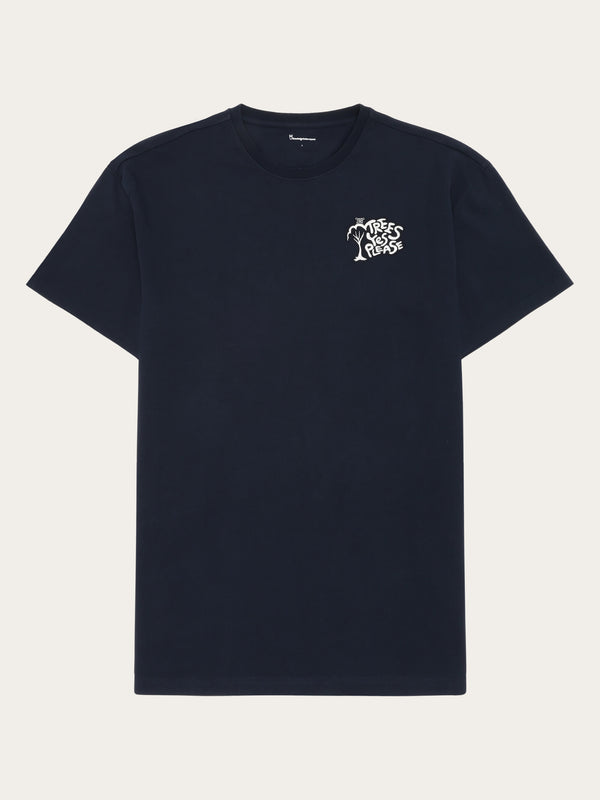 KnowledgeCotton Apparel - MEN Loose fit print t-shirt - GOTS/Vegan T-shirts 1412 Night Sky