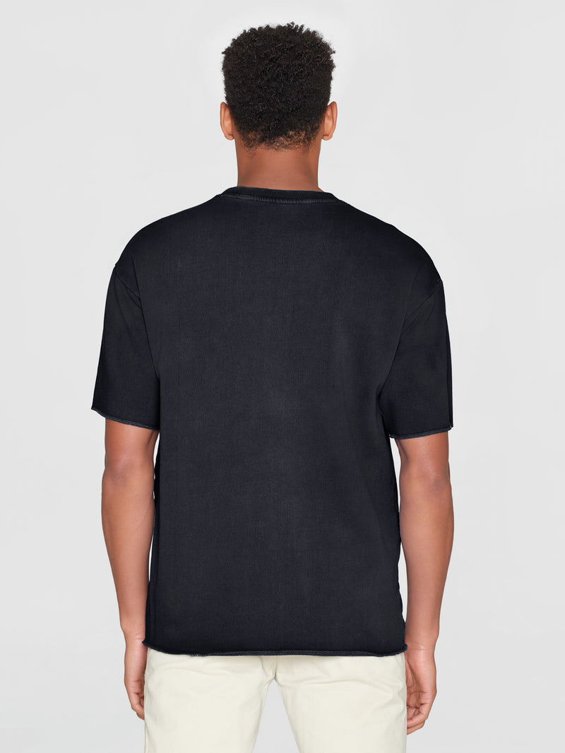 KnowledgeCotton Apparel - MEN Loose fit reactive dyed sweat t-shirt - GOTS/Vegan T-shirts 1300 Black Jet