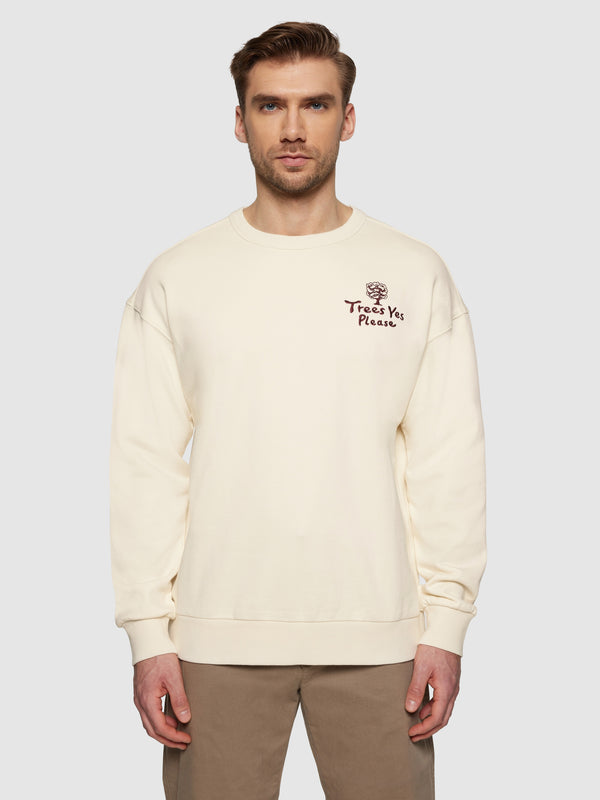 KnowledgeCotton Apparel - UNI Loose fit sweat camp print - GOTS/Vegan Sweats 1387 Egret