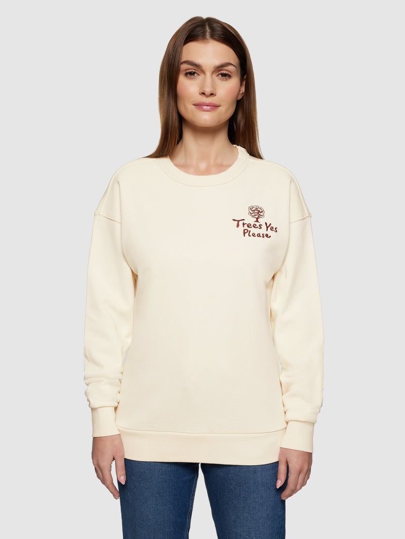 KnowledgeCotton Apparel - UNI Loose fit sweat camp print - GOTS/Vegan Sweats 1387 Egret