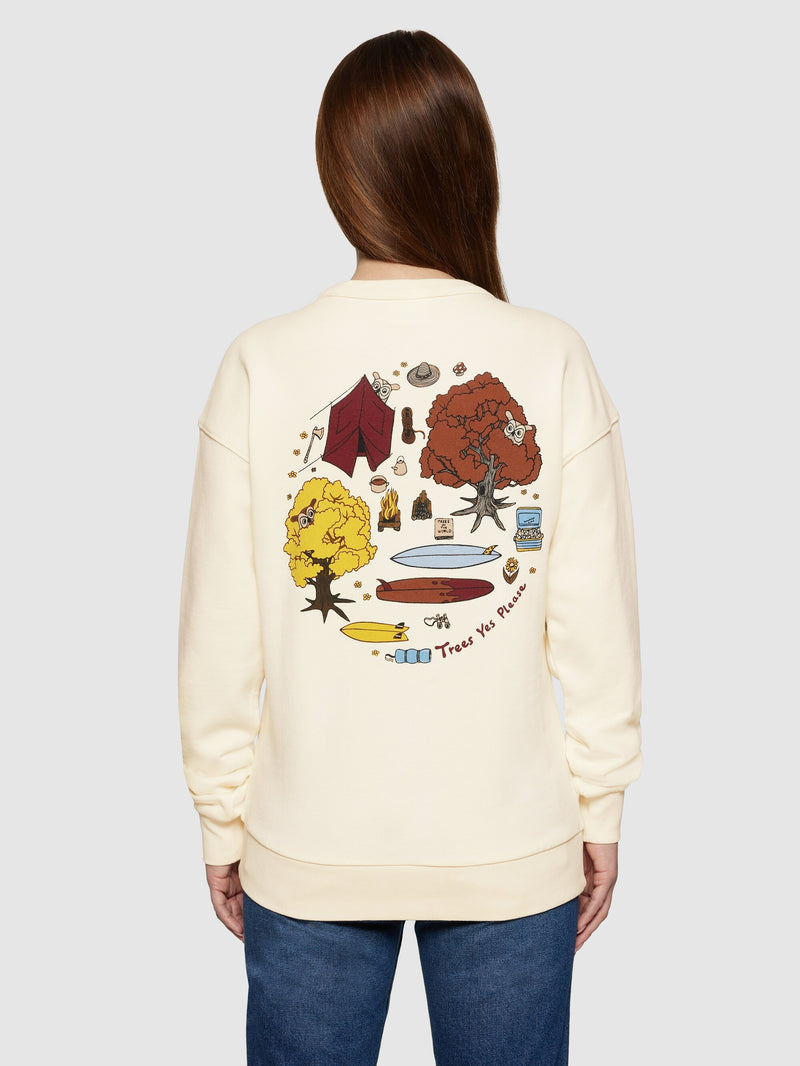 KnowledgeCotton Apparel - UNI Loose fit sweat camp print - GOTS/Vegan Sweats 1387 Egret