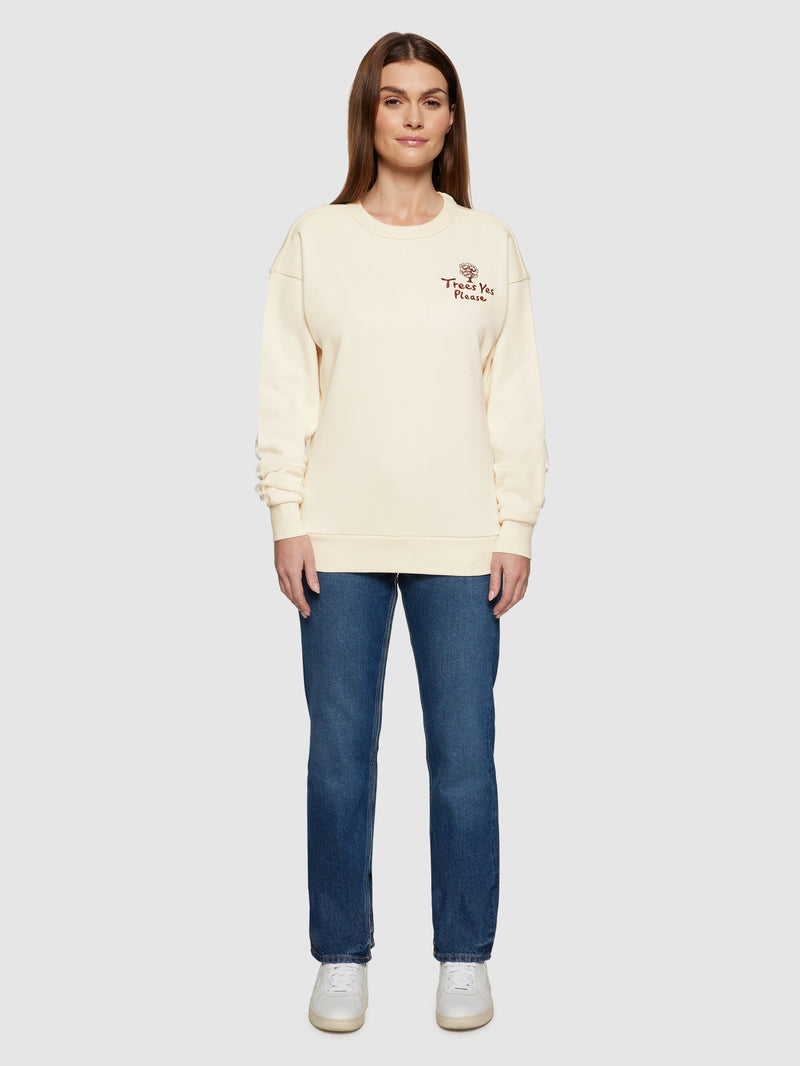 KnowledgeCotton Apparel - UNI Loose fit sweat camp print - GOTS/Vegan Sweats 1387 Egret