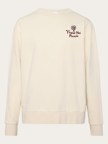 KnowledgeCotton Apparel - UNI Loose fit sweat camp print - GOTS/Vegan Sweats 1387 Egret