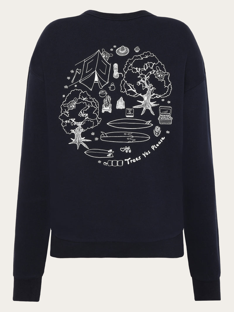 KnowledgeCotton Apparel - UNI Loose fit sweat camp print - GOTS/Vegan Sweats 1412 Night Sky