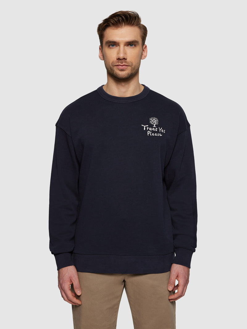 KnowledgeCotton Apparel - UNI Loose fit sweat camp print - GOTS/Vegan Sweats 1412 Night Sky
