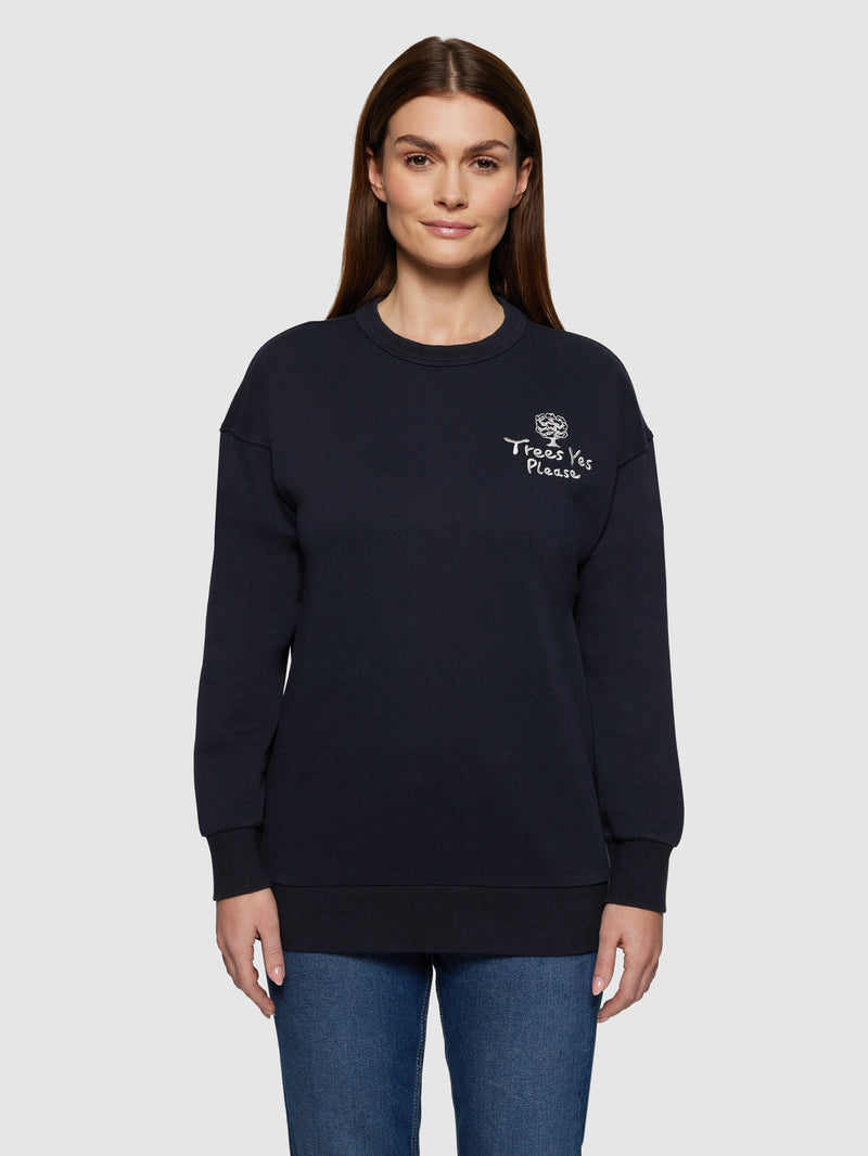 KnowledgeCotton Apparel - UNI Loose fit sweat camp print - GOTS/Vegan Sweats 1412 Night Sky