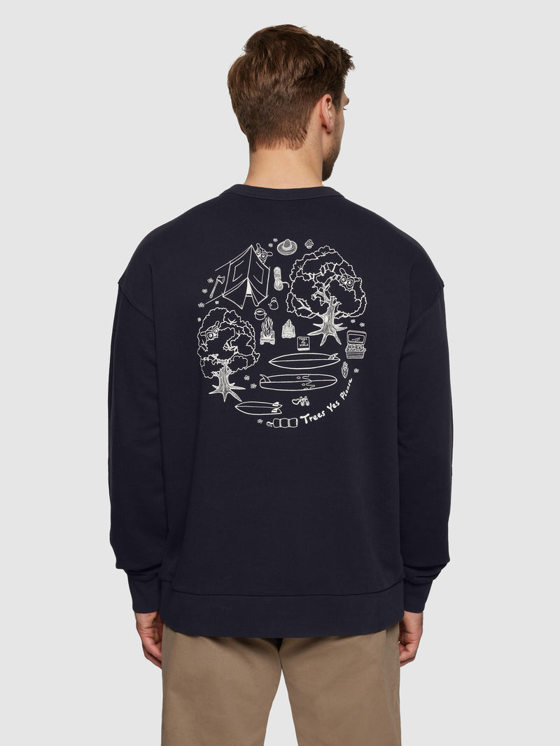 KnowledgeCotton Apparel - UNI Loose fit sweat camp print - GOTS/Vegan Sweats 1412 Night Sky